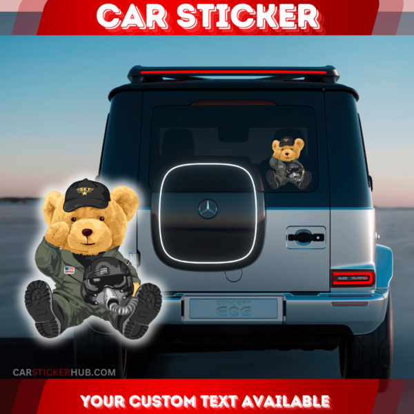 Aviator Teddy Car Sticker